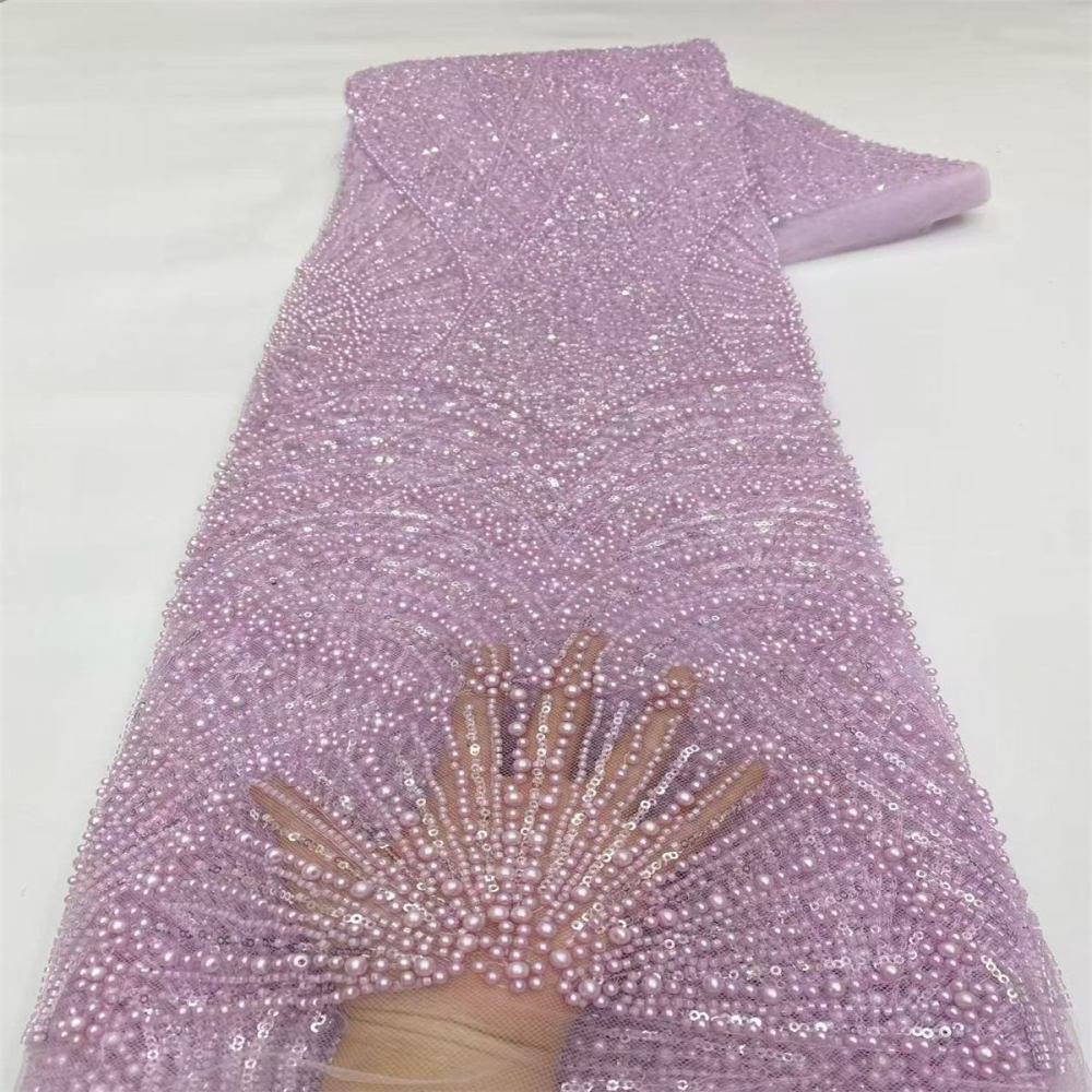Beaded Tulle Fabric - 5 Yards - Embellished Fabric for Prom Dresses | STN JX506