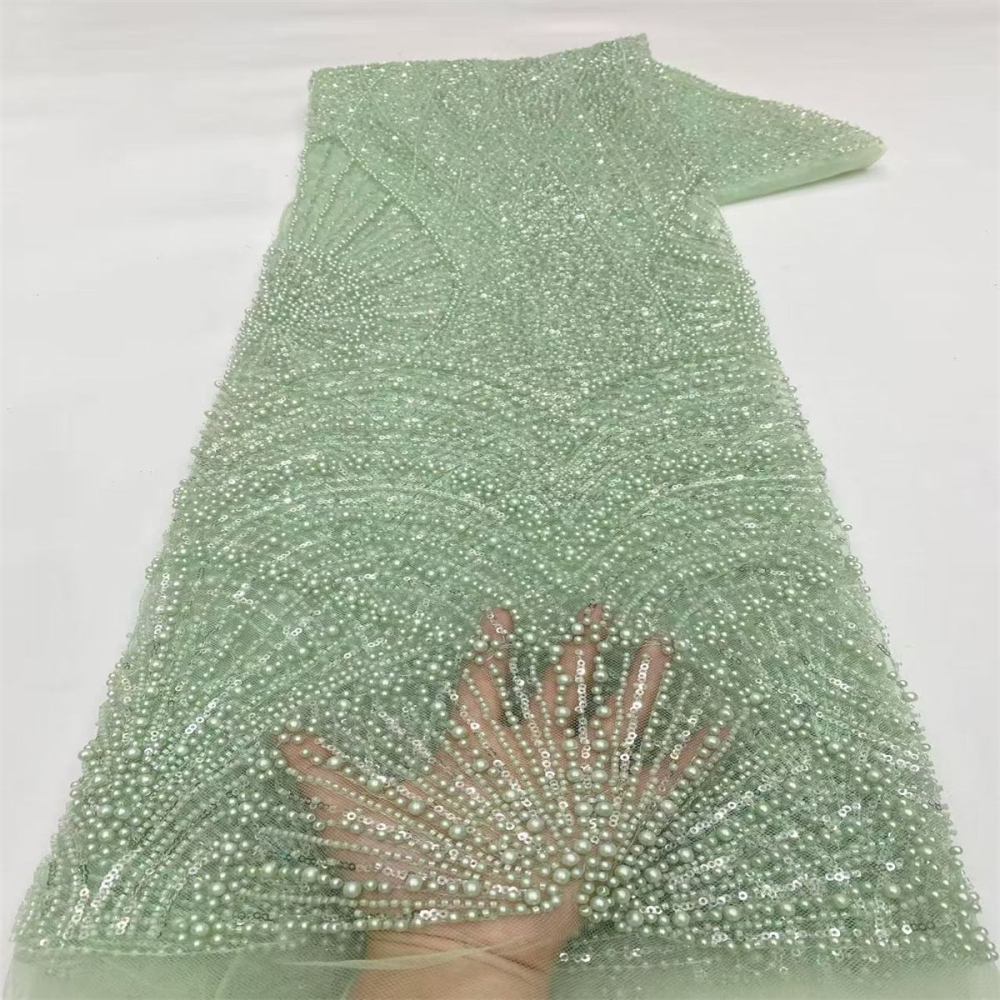 Beaded Tulle Fabric - 5 Yards - Embellished Fabric for Prom Dresses | STN JX506
