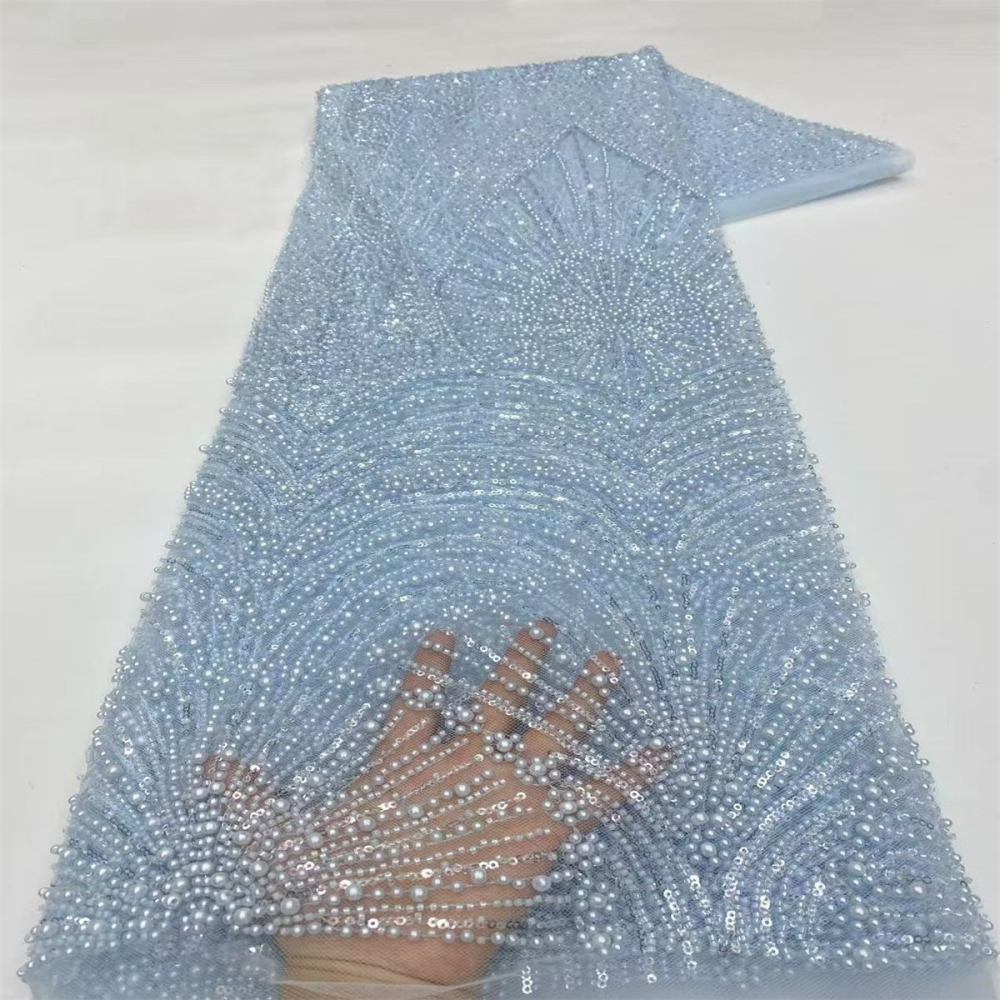 Beaded Tulle Fabric - 5 Yards - Embellished Fabric for Prom Dresses | STN JX506
