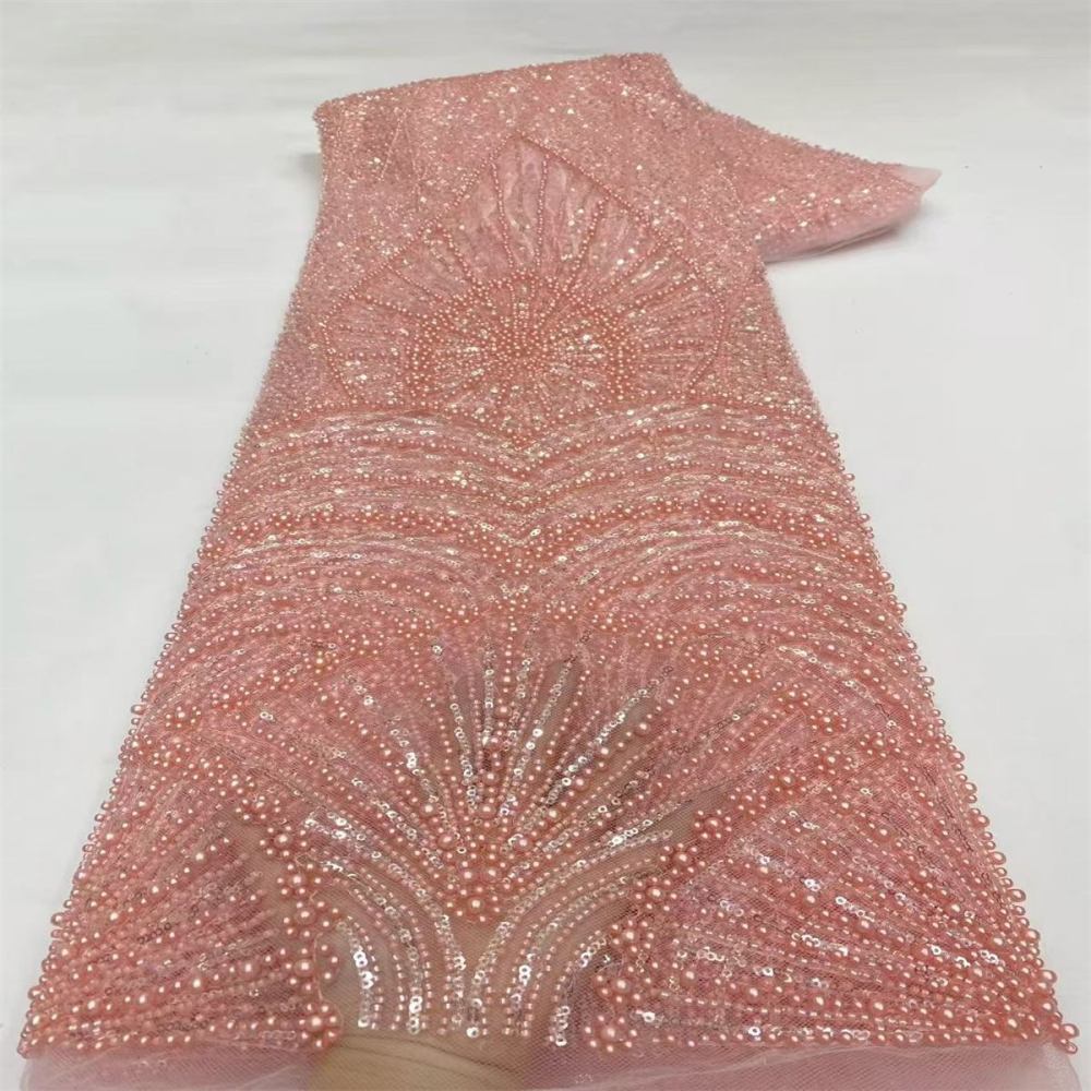 Beaded Tulle Fabric - 5 Yards - Embellished Fabric for Prom Dresses | STN JX506