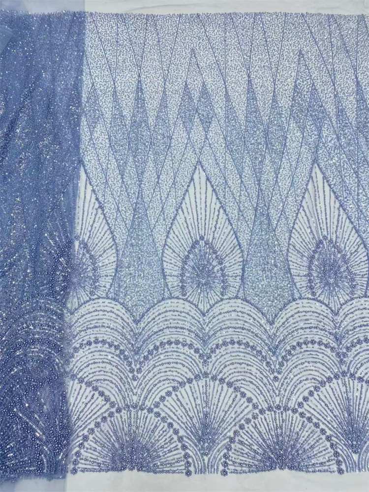 Beaded Tulle Fabric - 5 Yards - Embellished Fabric for Prom Dresses | STN JX506