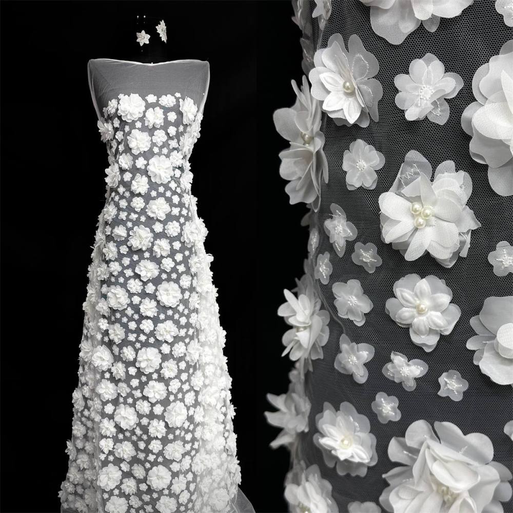 Beaded Tulle Fabric - 5 Yards - Embellished Fabric for Prom Dresses | HN790