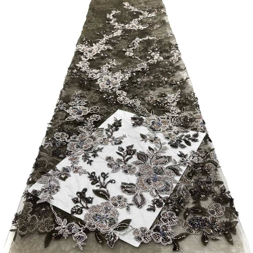 Beaded Tulle Fabric - 5 Yards - Embellished Fabric for Prom Dresses | HN777