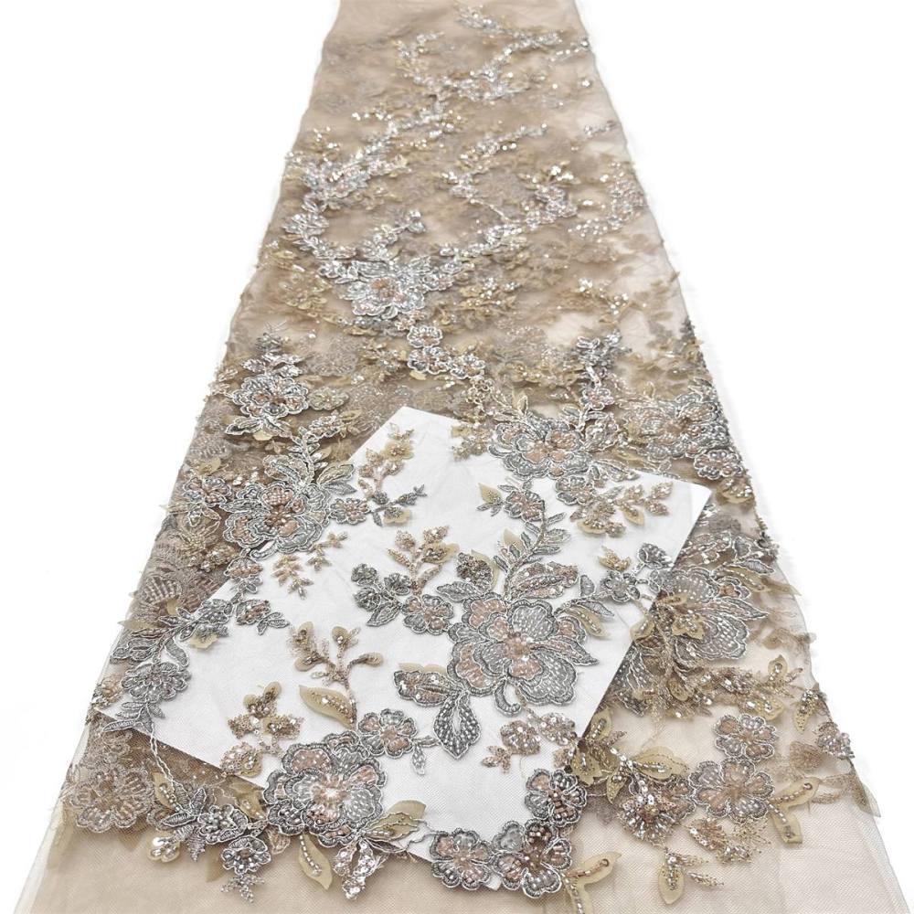 Beaded Tulle Fabric - 5 Yards - Embellished Fabric for Prom Dresses | HN777