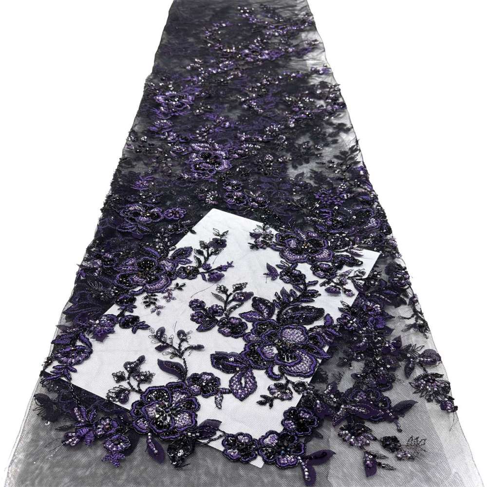 Beaded Tulle Fabric - 5 Yards - Embellished Fabric for Prom Dresses | HN777