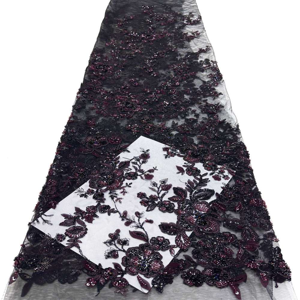 Beaded Tulle Fabric - 5 Yards - Embellished Fabric for Prom Dresses | HN777