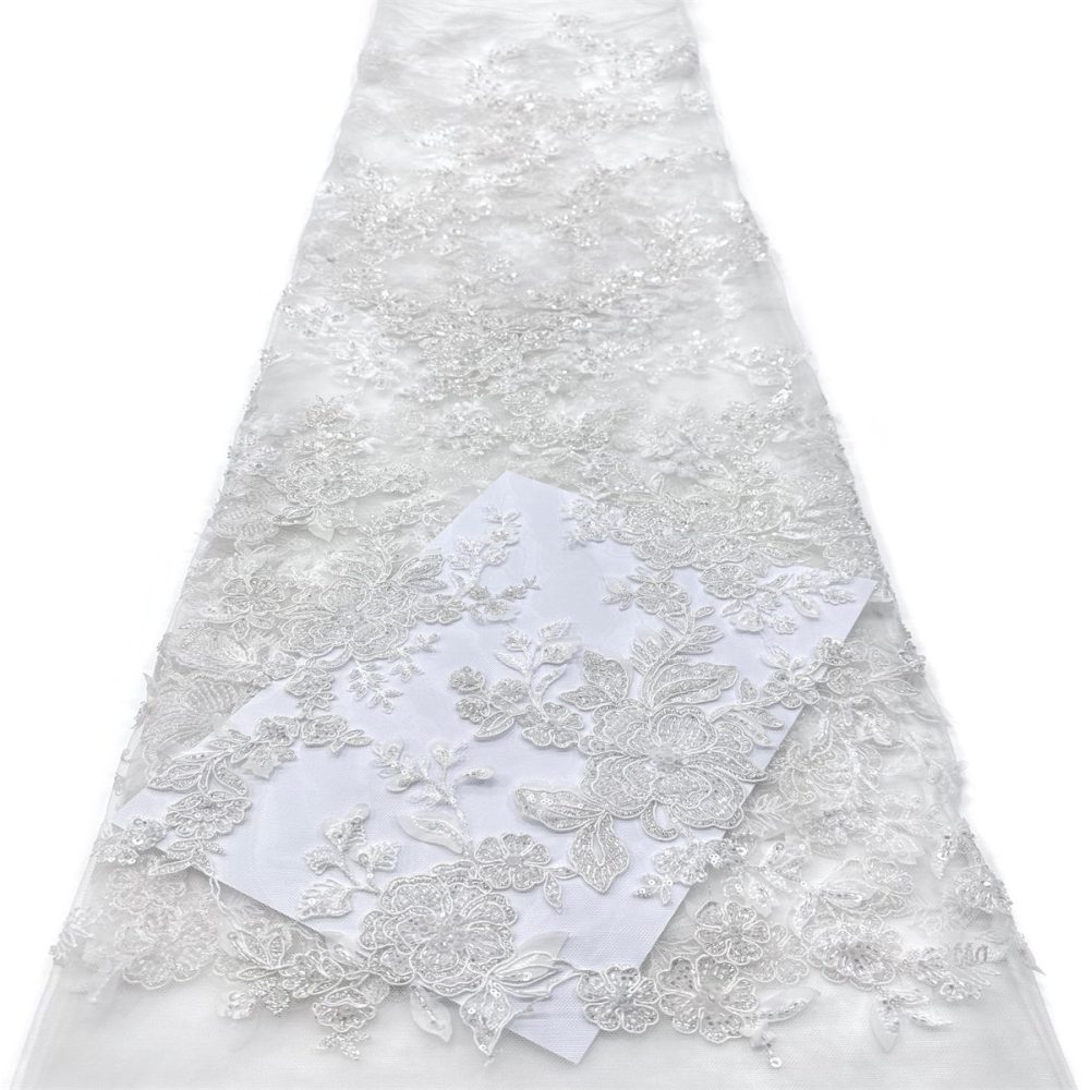 Beaded Tulle Fabric - 5 Yards - Embellished Fabric for Prom Dresses | HN777