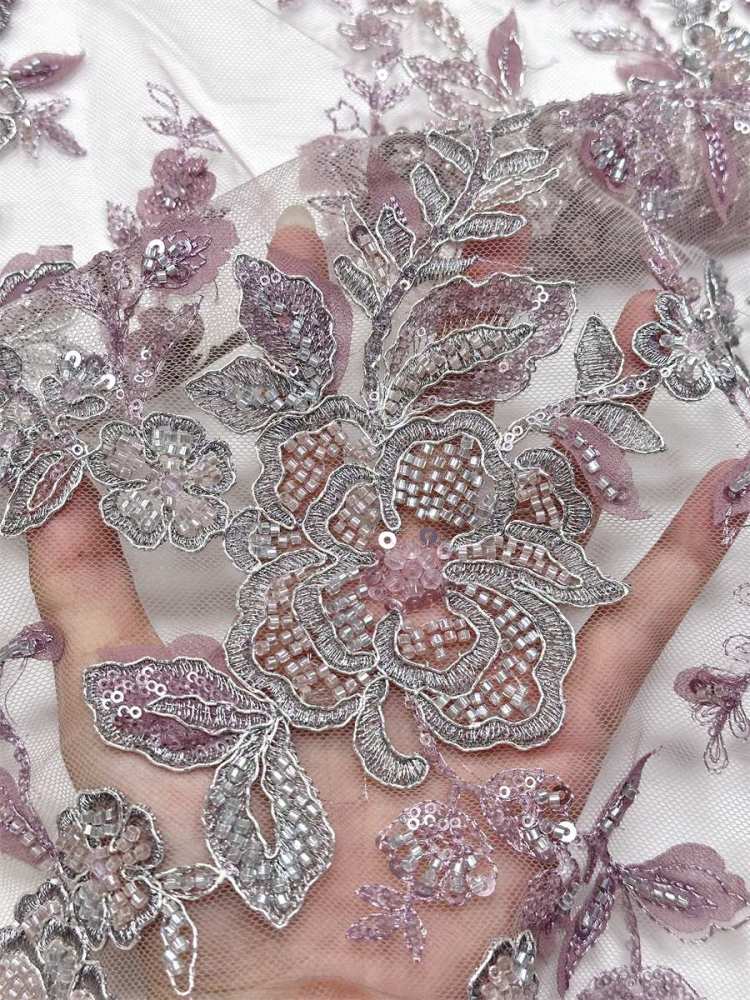 Beaded Tulle Fabric - 5 Yards - Embellished Fabric for Prom Dresses | HN777