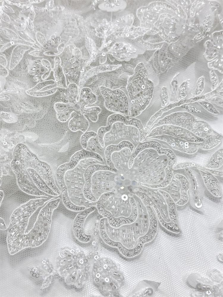 Beaded Tulle Fabric - 5 Yards - Embellished Fabric for Prom Dresses | HN777