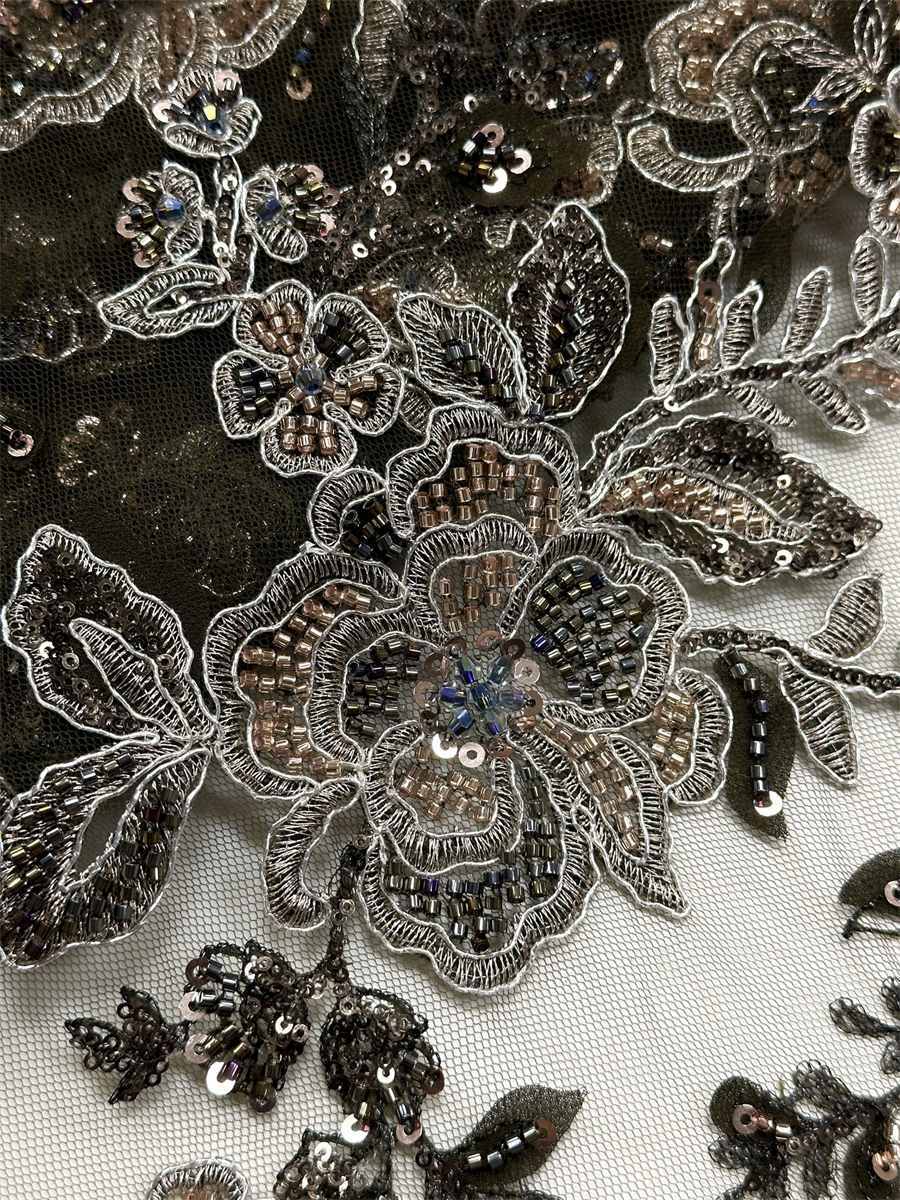 Beaded Tulle Fabric - 5 Yards - Embellished Fabric for Prom Dresses | HN777