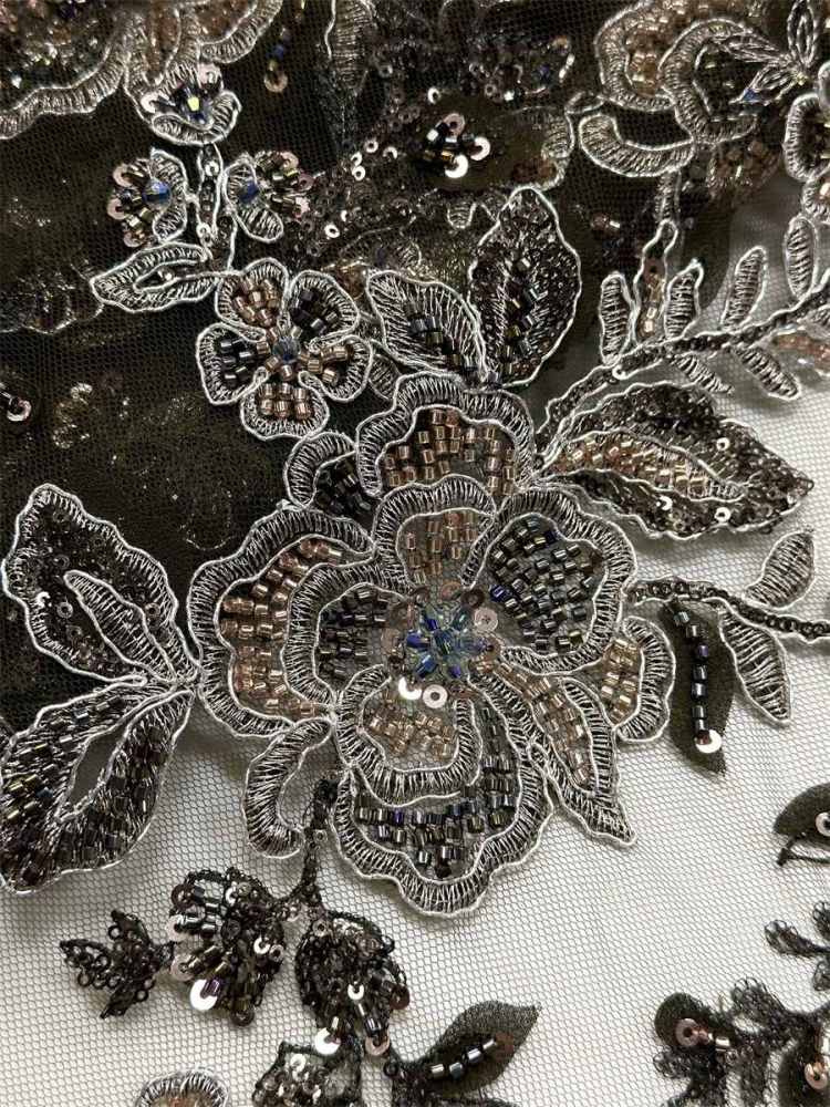 Beaded Tulle Fabric - 5 Yards - Embellished Fabric for Prom Dresses | HN777