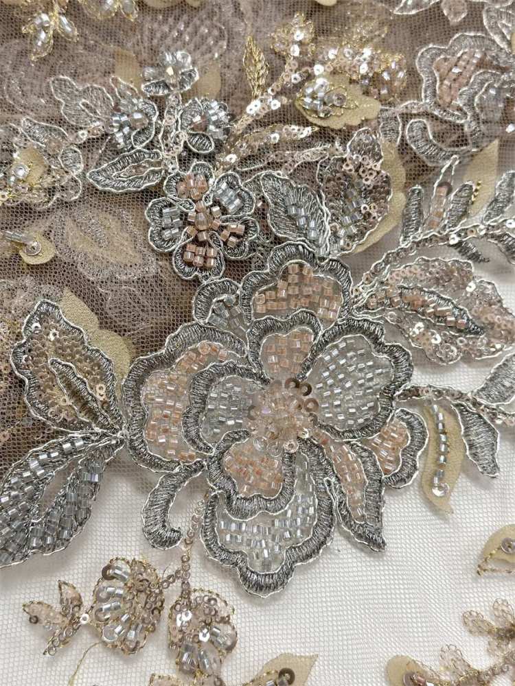 Beaded Tulle Fabric - 5 Yards - Embellished Fabric for Prom Dresses | HN777