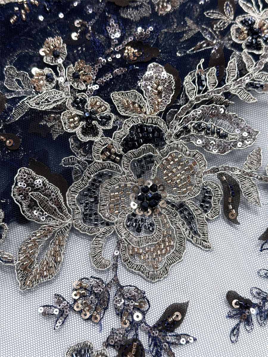 Beaded Tulle Fabric - 5 Yards - Embellished Fabric for Prom Dresses | HN777