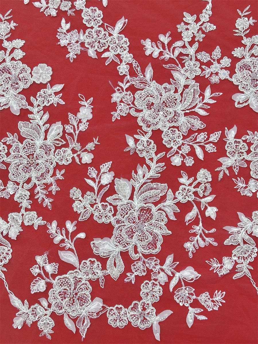 Beaded Tulle Fabric - 5 Yards - Embellished Fabric for Prom Dresses | HN777