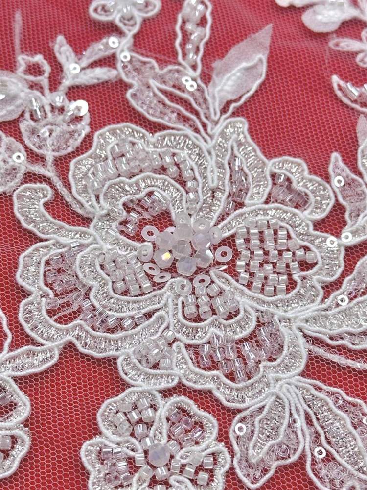 Beaded Tulle Fabric - 5 Yards - Embellished Fabric for Prom Dresses | HN777