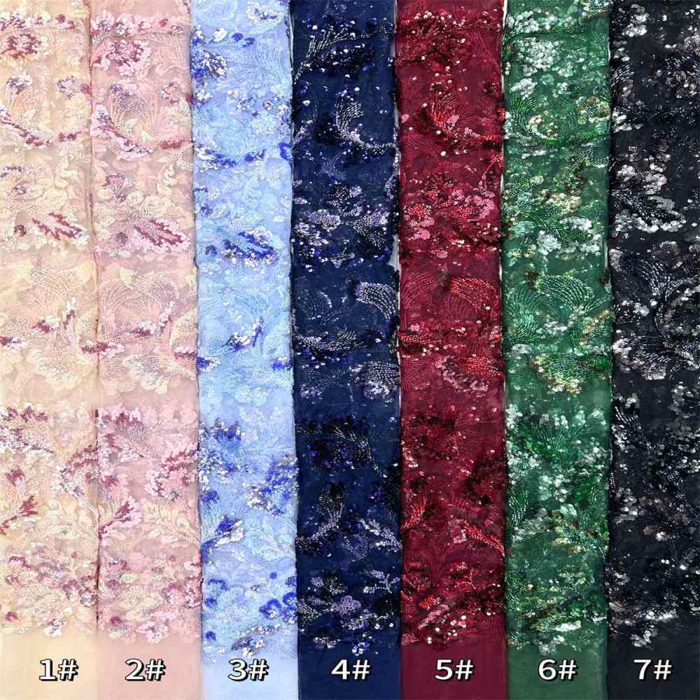 Beaded Tulle Fabric - 5 Yards - Embellished Fabric for Prom Dresses | HN778