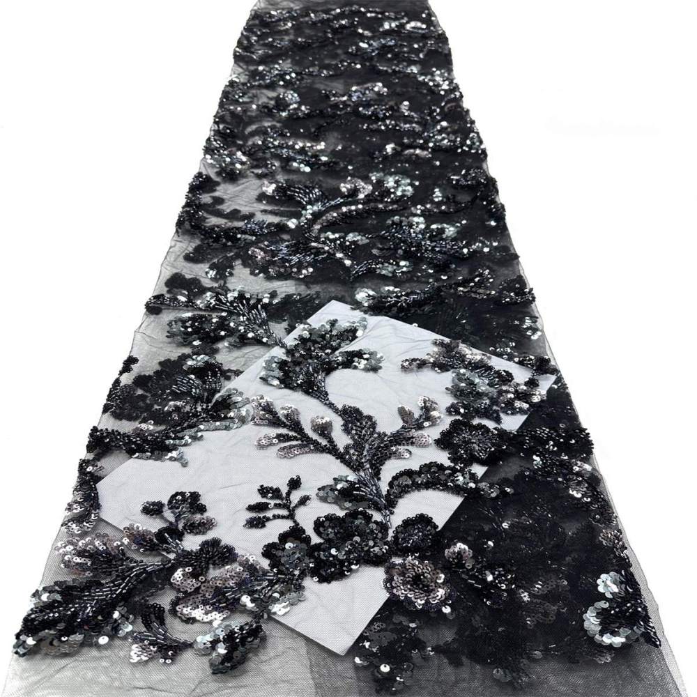 Beaded Tulle Fabric - 5 Yards - Embellished Fabric for Prom Dresses | HN778
