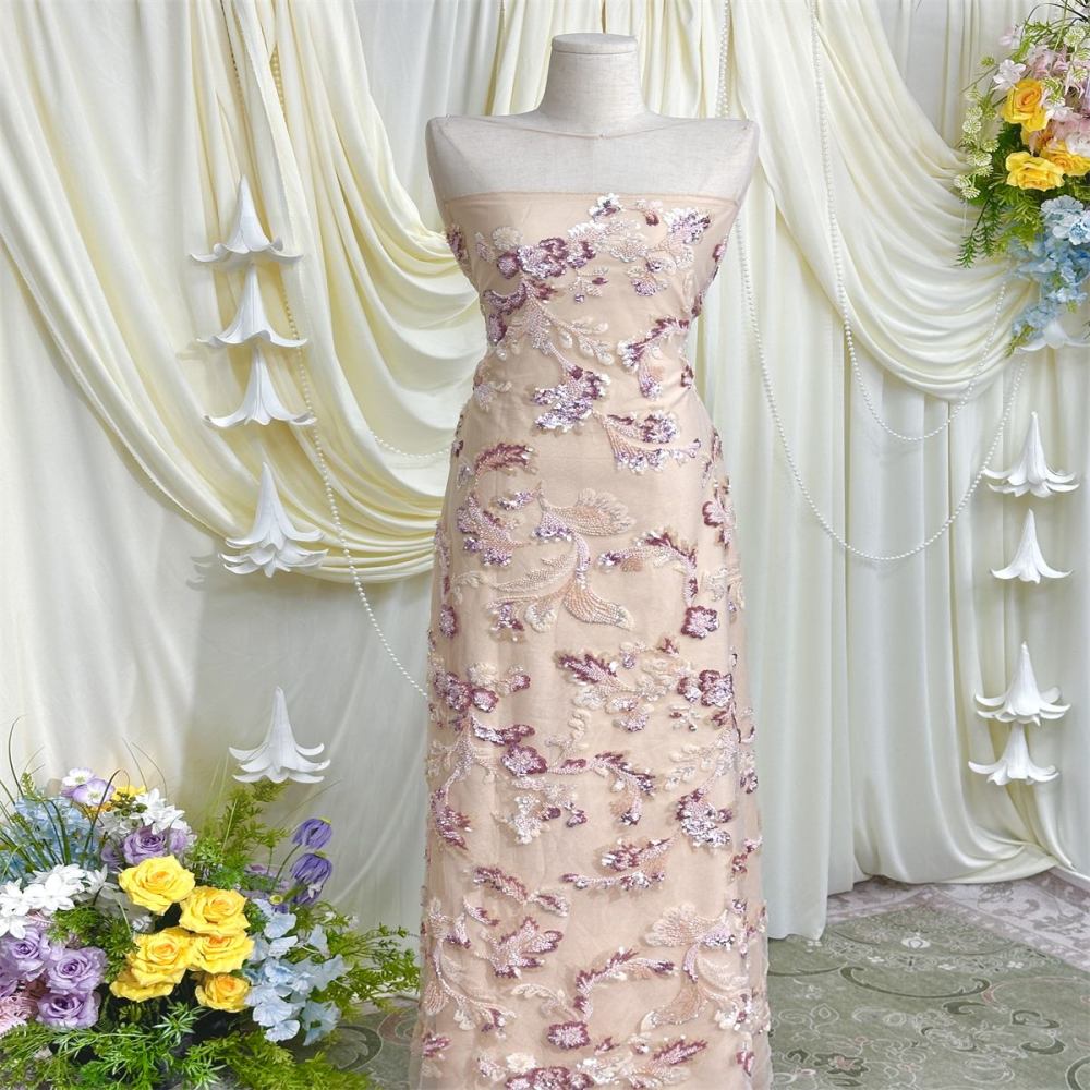 Beaded Tulle Fabric - 5 Yards - Embellished Fabric for Prom Dresses | HN778