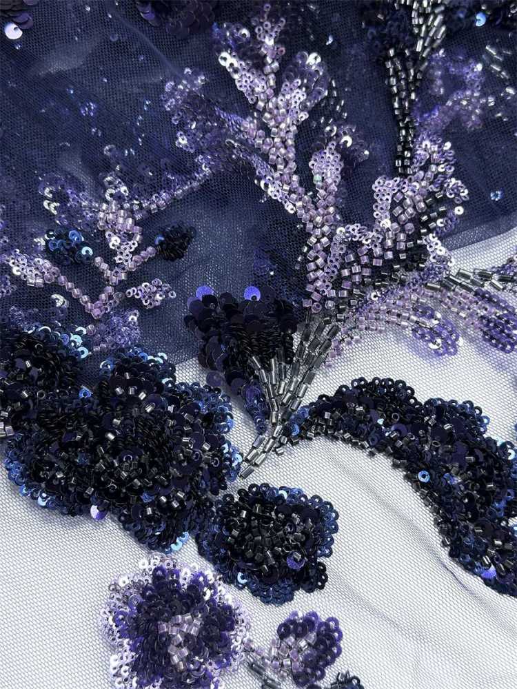 Beaded Tulle Fabric - 5 Yards - Embellished Fabric for Prom Dresses | HN778