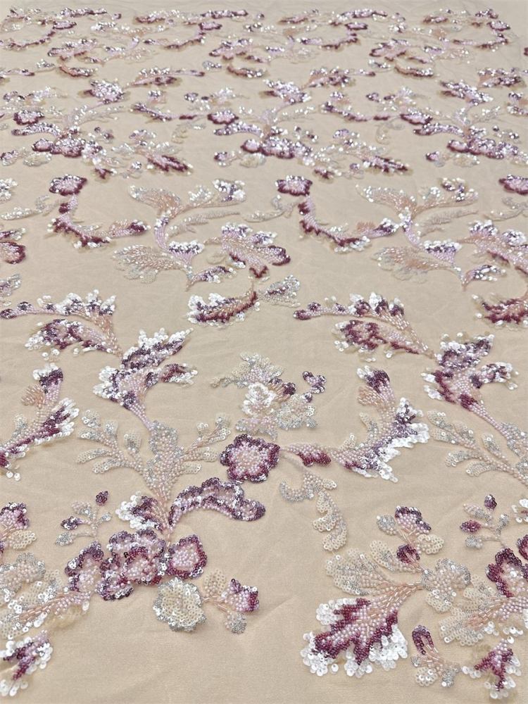 Beaded Tulle Fabric - 5 Yards - Embellished Fabric for Prom Dresses | HN778