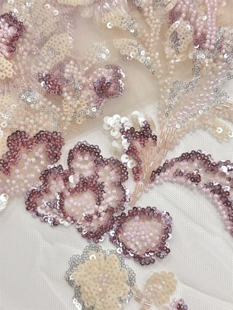 Beaded Tulle Fabric - 5 Yards - Embellished Fabric for Prom Dresses | HN778