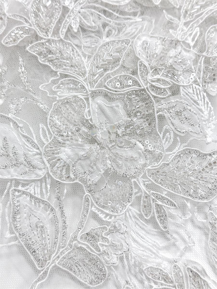 Beaded Tulle Fabric - 5 Yards - Embellished Fabric for Prom Dresses | HN779