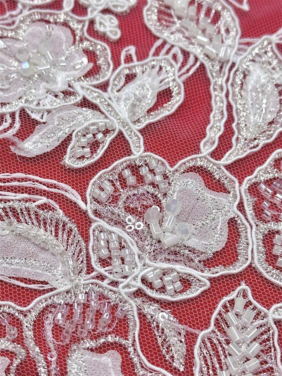 Beaded Tulle Fabric - 5 Yards - Embellished Fabric for Prom Dresses | HN779