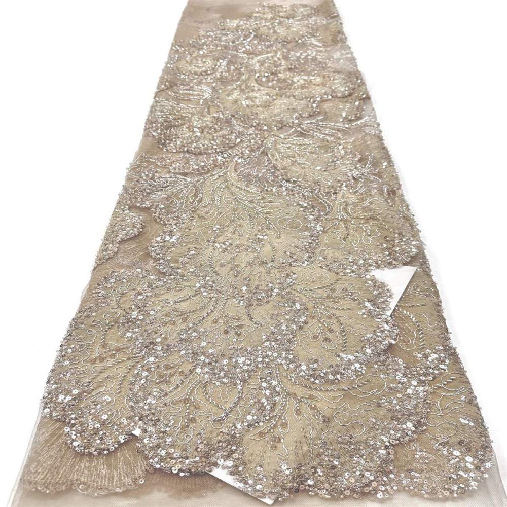 Beaded Tulle Fabric - 5 Yards - Embellished Fabric for Prom Dresses | HN780