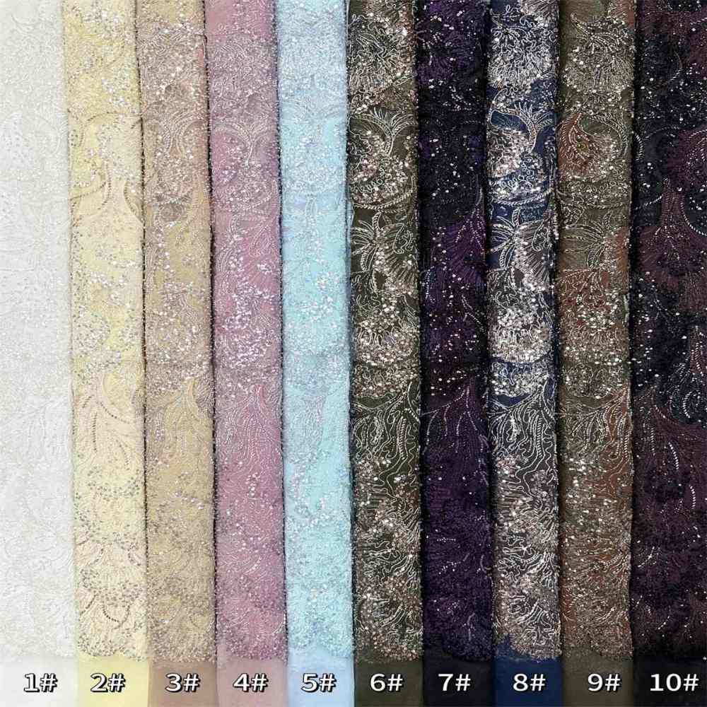Beaded Tulle Fabric - 5 Yards - Embellished Fabric for Prom Dresses | HN780