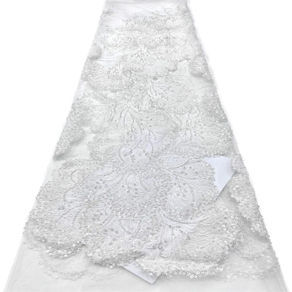 Beaded Tulle Fabric - 5 Yards - Embellished Fabric for Prom Dresses | HN780