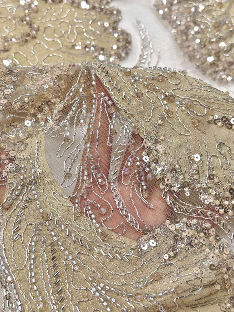 Beaded Tulle Fabric - 5 Yards - Embellished Fabric for Prom Dresses | HN780