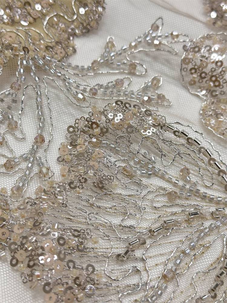 Beaded Tulle Fabric - 5 Yards - Embellished Fabric for Prom Dresses | HN780