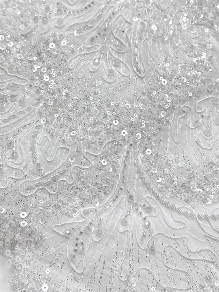 Beaded Tulle Fabric - 5 Yards - Embellished Fabric for Prom Dresses | HN780