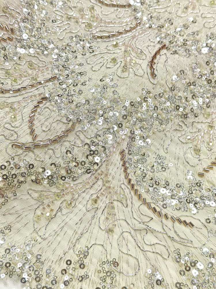 Beaded Tulle Fabric - 5 Yards - Embellished Fabric for Prom Dresses | HN780