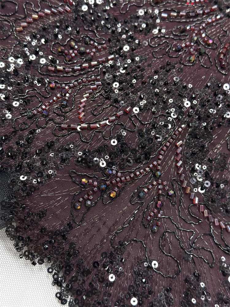 Beaded Tulle Fabric - 5 Yards - Embellished Fabric for Prom Dresses | HN780