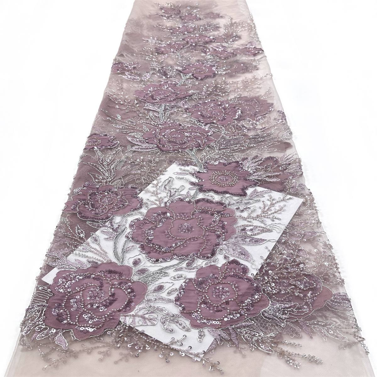 Beaded Tulle Fabric - 5 Yards - Embellished Fabric for Prom Dresses | HN784