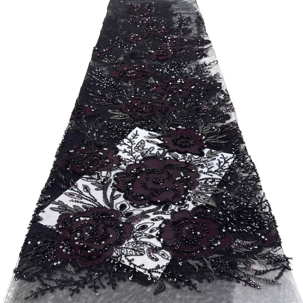 Beaded Tulle Fabric - 5 Yards - Embellished Fabric for Prom Dresses | HN784