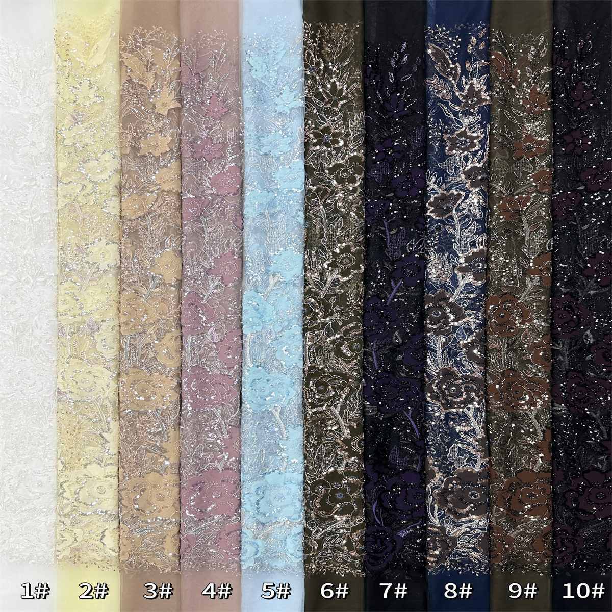 Beaded Tulle Fabric - 5 Yards - Embellished Fabric for Prom Dresses | HN784