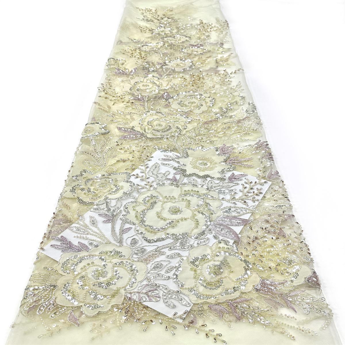 Beaded Tulle Fabric - 5 Yards - Embellished Fabric for Prom Dresses | HN784