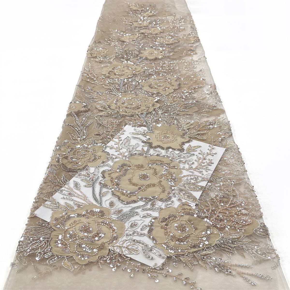 Beaded Tulle Fabric - 5 Yards - Embellished Fabric for Prom Dresses | HN784
