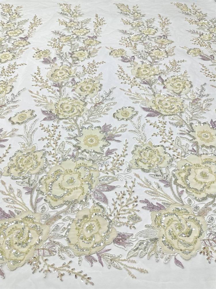 Beaded Tulle Fabric - 5 Yards - Embellished Fabric for Prom Dresses | HN784