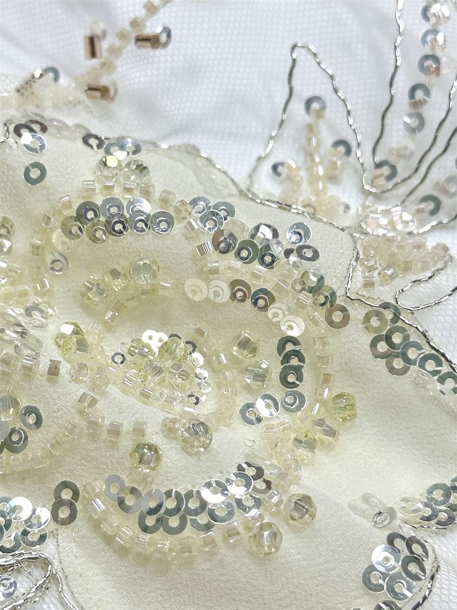 Beaded Tulle Fabric - 5 Yards - Embellished Fabric for Prom Dresses | HN784