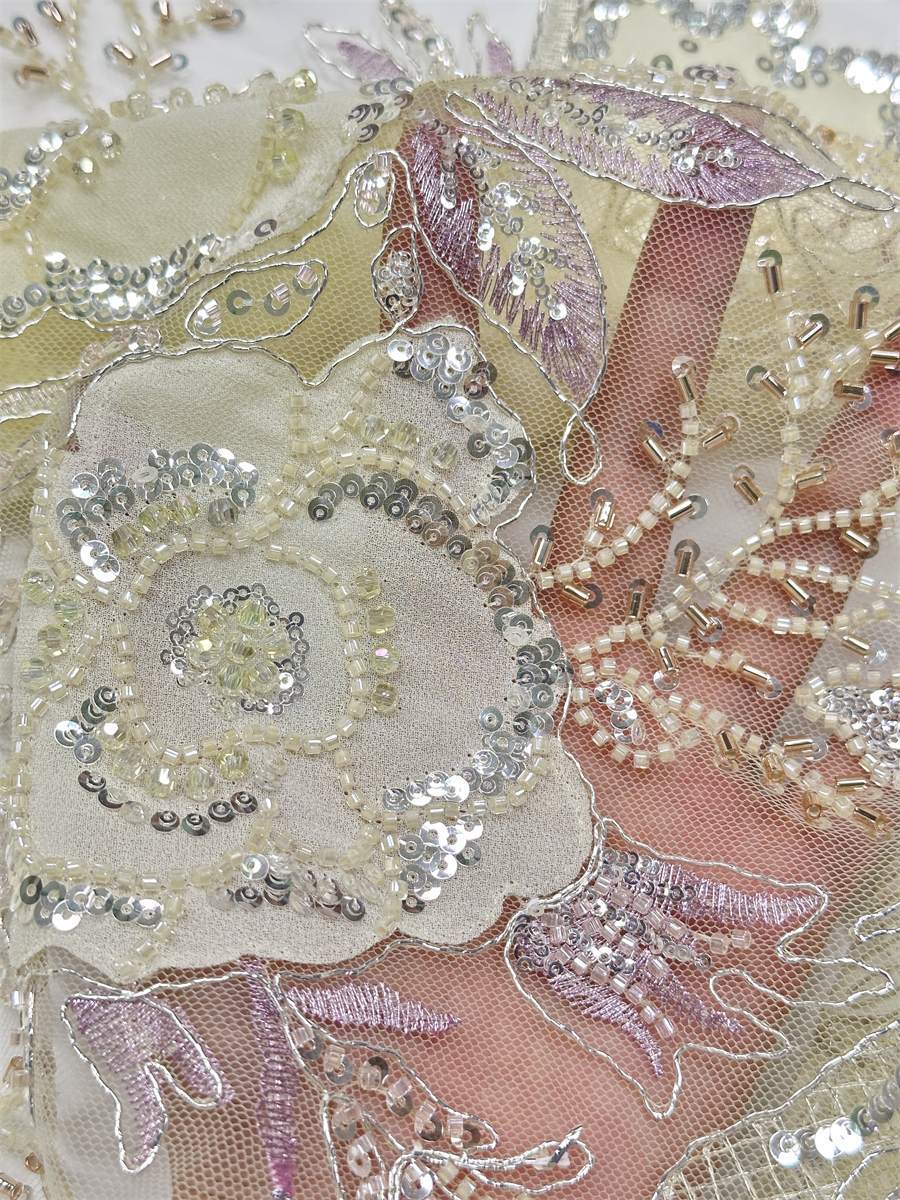 Beaded Tulle Fabric - 5 Yards - Embellished Fabric for Prom Dresses | HN784