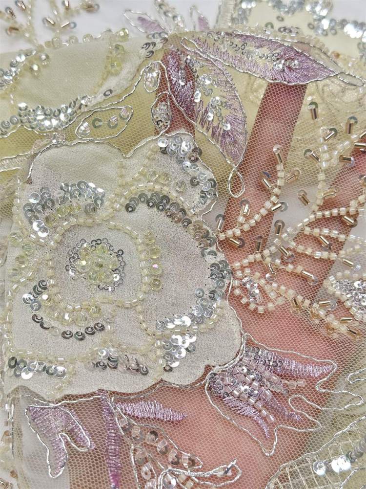 Beaded Tulle Fabric - 5 Yards - Embellished Fabric for Prom Dresses | HN784