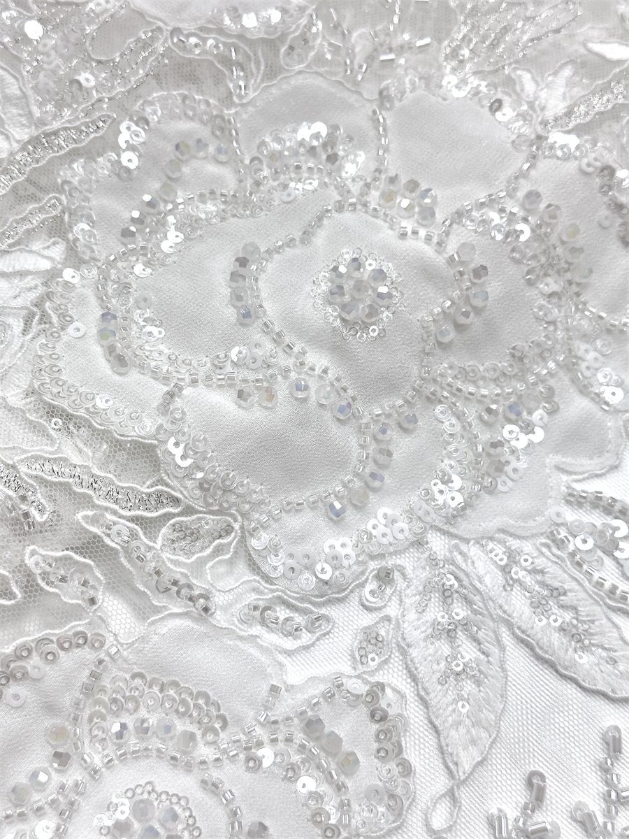 Beaded Tulle Fabric - 5 Yards - Embellished Fabric for Prom Dresses | HN784