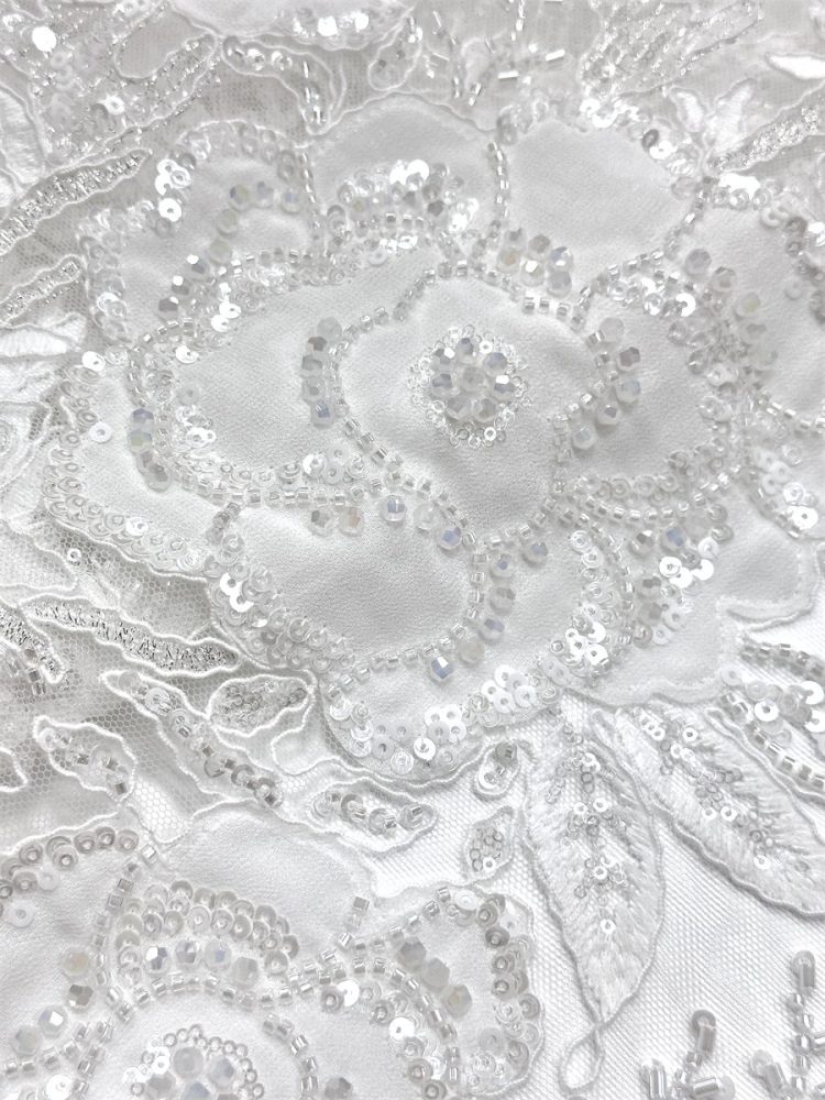 Beaded Tulle Fabric - 5 Yards - Embellished Fabric for Prom Dresses | HN784