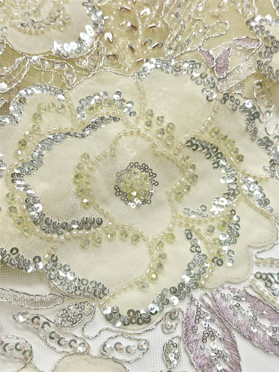 Beaded Tulle Fabric - 5 Yards - Embellished Fabric for Prom Dresses | HN784