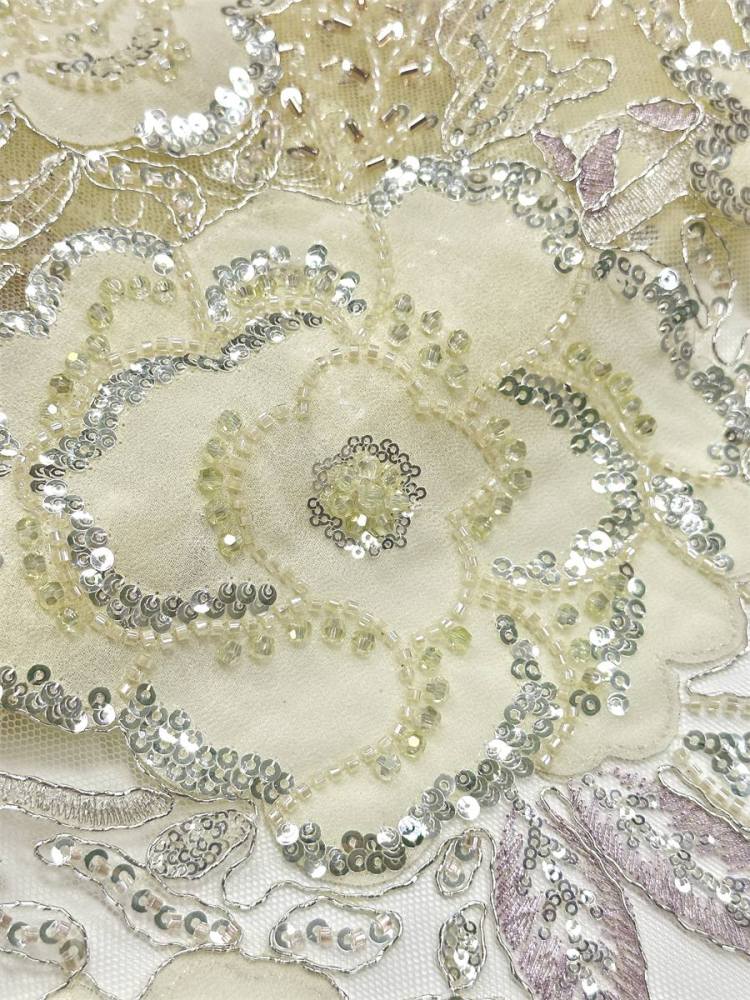Beaded Tulle Fabric - 5 Yards - Embellished Fabric for Prom Dresses | HN784
