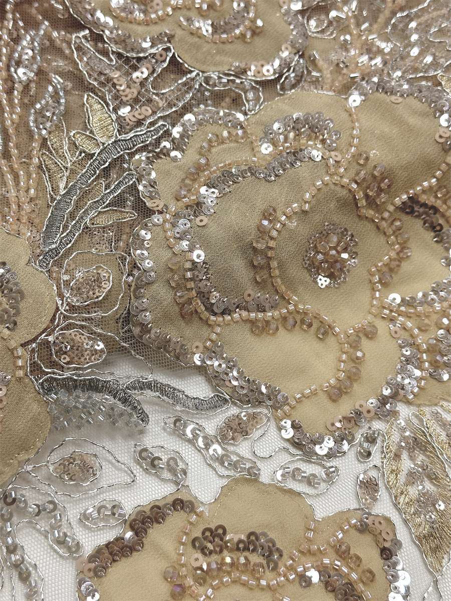 Beaded Tulle Fabric - 5 Yards - Embellished Fabric for Prom Dresses | HN784