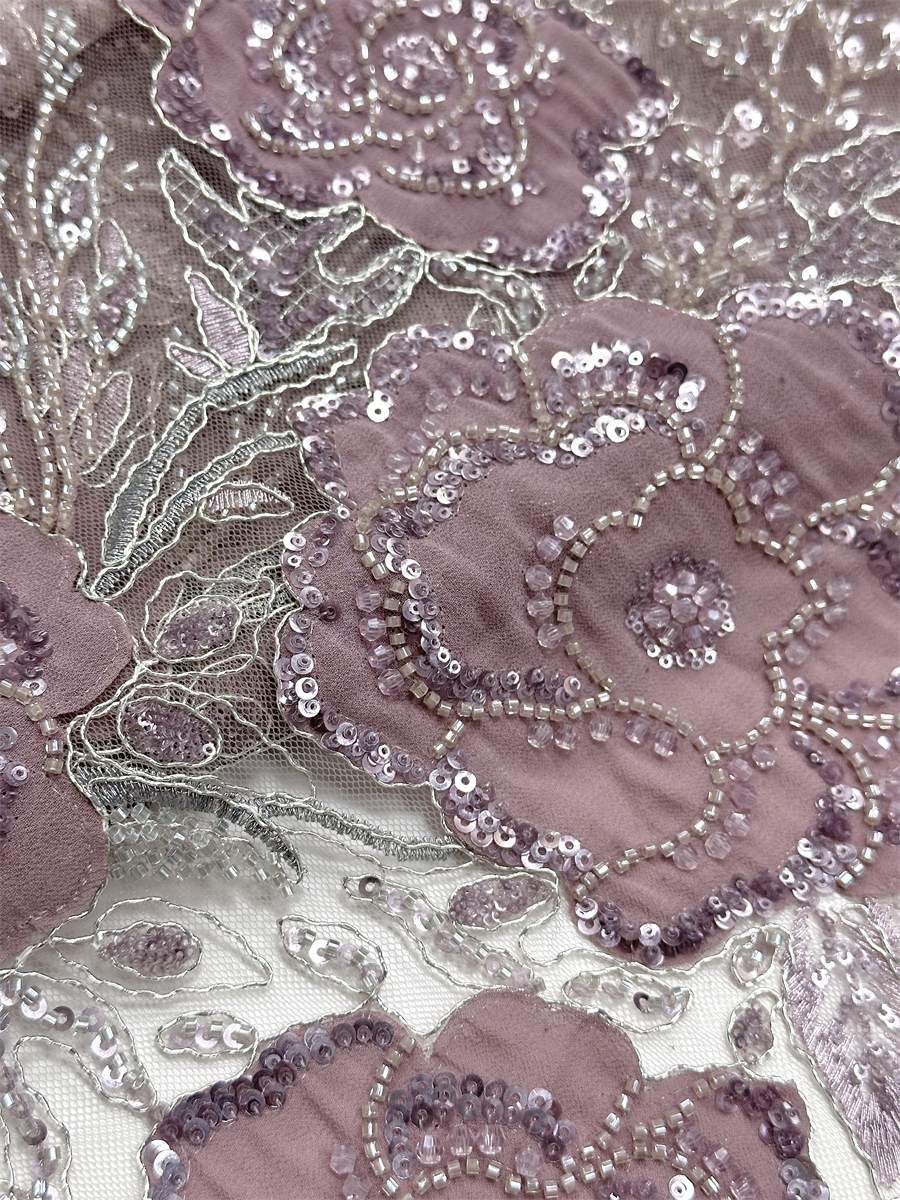 Beaded Tulle Fabric - 5 Yards - Embellished Fabric for Prom Dresses | HN784